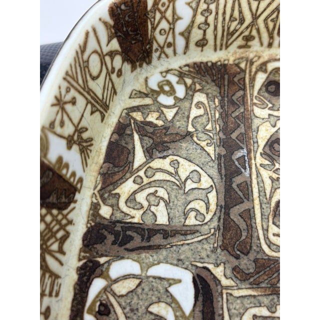 1960s Vintage Nils Thorsson Royal Copenhagen Faience Baca Series Shallow Dish For Sale - Image 5 of 18