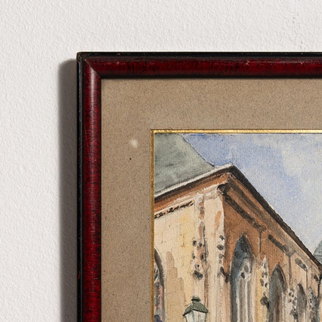 Brown 20th Century "St. Patrick's" Watercolor by E. Lesage For Sale - Image 8 of 9