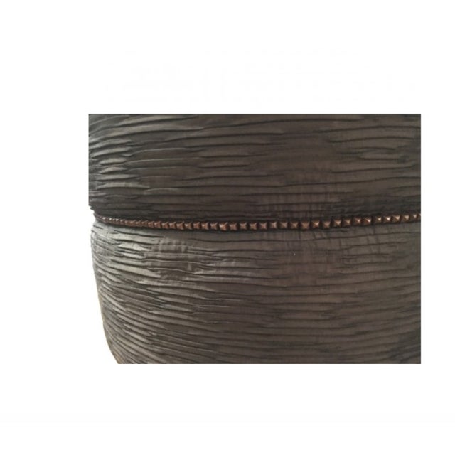 Modern Large Ottoman With Nail Head Trim For Sale - Image 4 of 5