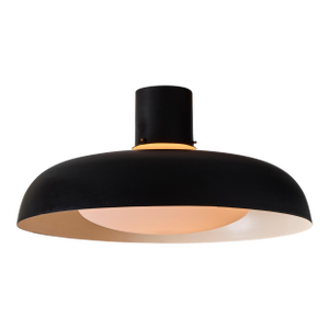 Large 1950s Stilnovo Black Metal and Opaline Glass Ceiling Lamp by Bruno Gatta