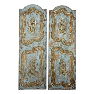 19th Century French Louis XV Rococo Doors With Distressed Wood Finish For Sale