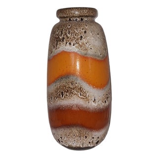 Large Orange-Beige Fat Lava 284/47 Ceramic Floor Vase from Scheurich Keramik, 1970s For Sale