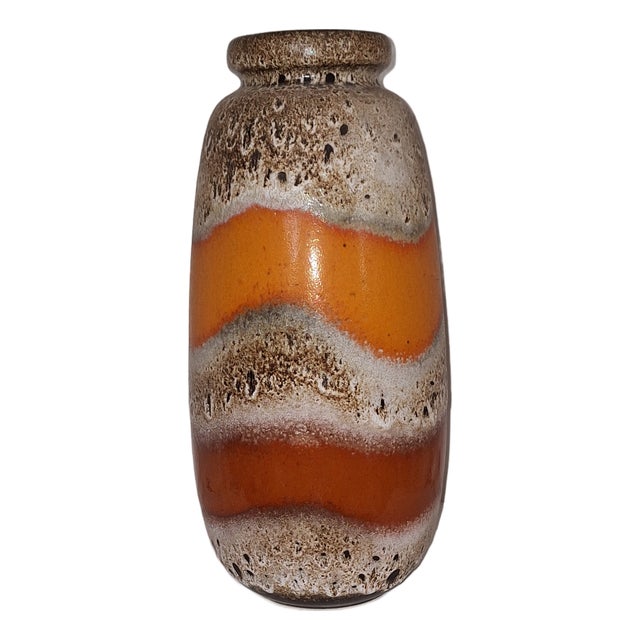 Large Orange-Beige Fat Lava 284/47 Ceramic Floor Vase from Scheurich Keramik, 1970s For Sale