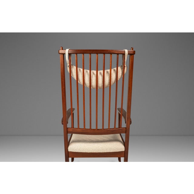 Swedese Mobler Mid-Century Scandinavian Modern Rocking Chair in Solid Teak & Bouclé by Yngve Ekström for Swedese, Sweden, C. 1960s For Sale - Image 4 of 18