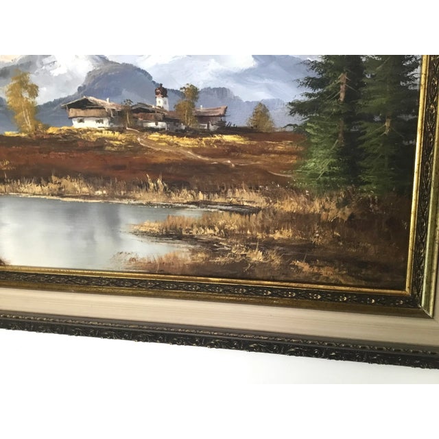 Classic European Alpine Landscape -Oil on Canvas For Sale - Image 4 of 9