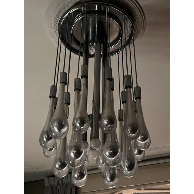 Vintage Chandelier in Chrome Steel and Murano Glass from Venini, 1970s For Sale - Image 4 of 17