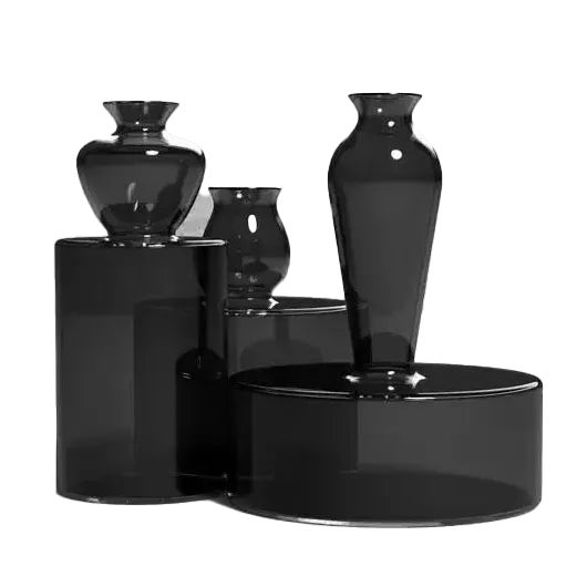 Milo Round Black Vases by Mason Editions, Set of 3 For Sale