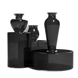 Milo Round Black Vases by Mason Editions, Set of 3