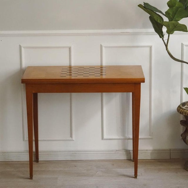 Vintage Game Table with Chessboard and Leather Top For Sale - Image 13 of 17