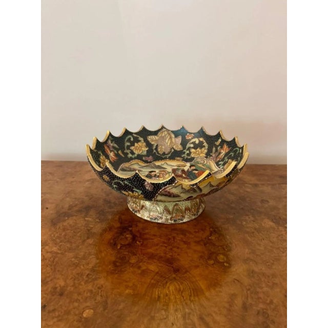 1920s Large Antique Japanese Satsuma Pedestal Bowl, 1920 For Sale - Image 5 of 9