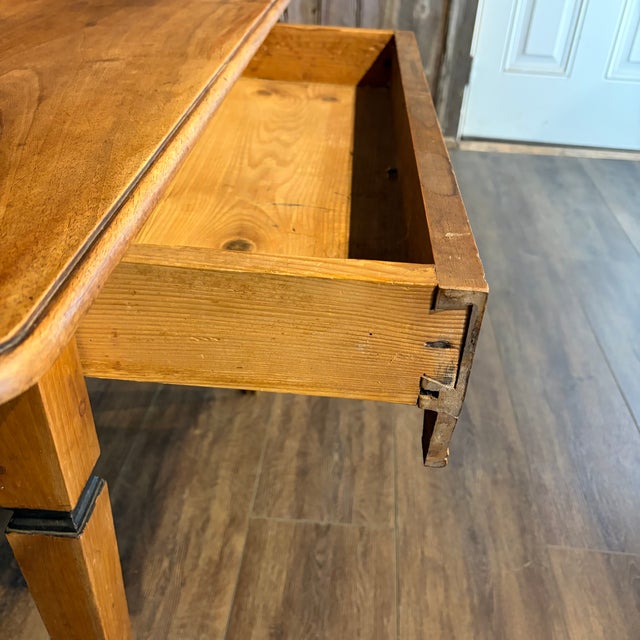 Brown Antique French Neoclassical Fruitwood Side Table or Desk With Drawer For Sale - Image 8 of 12