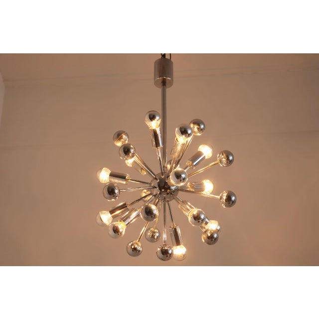 1970s Sputnik Italian Chrome Chandelier with Twelve Lights attributed to Goffredo Reggiani, 1970 For Sale - Image 5 of 12