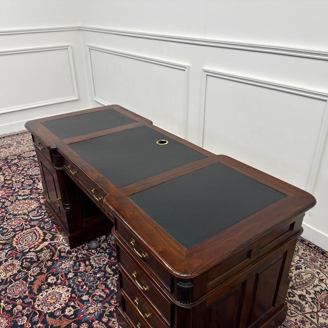 English Desk with Black Leather For Sale - Image 17 of 18