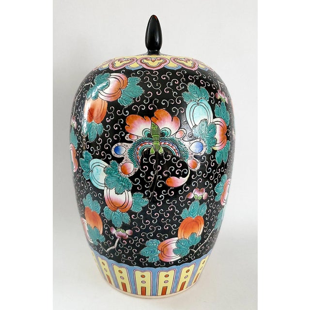 Chinoiserie Ginger Jar Large Butterflies For Sale - Image 3 of 9