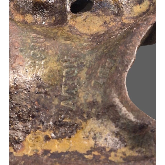 Metal Antique 1920s Cast Iron Flower Basket Doorstop Marked & Numbered For Sale - Image 7 of 8