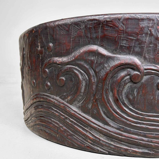 Large Antique Wood Carved Hibachi, 1890s For Sale - Image 5 of 18