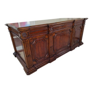 Restored Early 2000s Mahogany Veneer Executive Desk For Sale