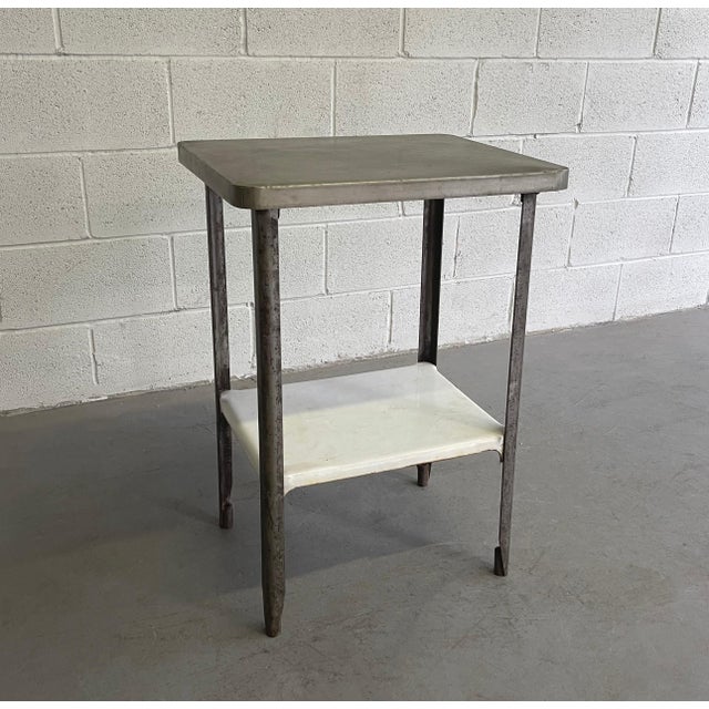 Industrial Late 19th Century Industrial Brushed Steel Apothecary Prep Table For Sale - Image 3 of 7