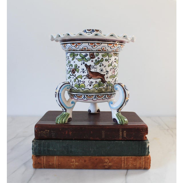Figurative Vintage Footed Ceramica Conimbriga Hand-Painted Ceramic Jardinière Made in Portugal For Sale - Image 3 of 12