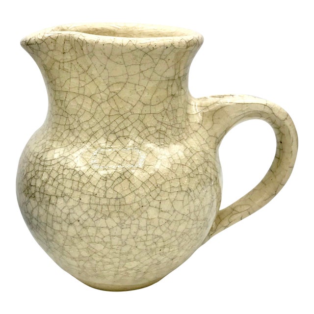 Mid 20th Century Crackle Glaze Signed Studio Pottery Coffee Creamer For Sale