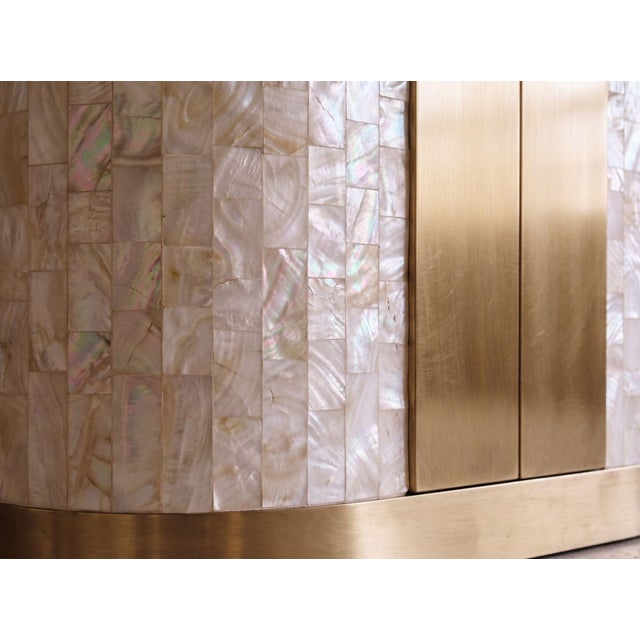 Not Yet Made - Made To Order Arcana Mother of Pearl and Brass Cabinet or Wardrobe For Sale - Image 5 of 13