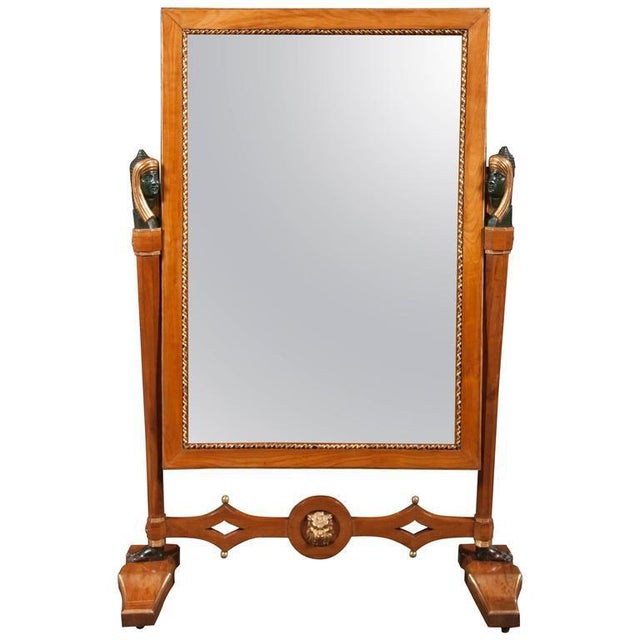 Egyptian Revival Cheval Glass Mirror From Napoleonic Palazzo R. Di