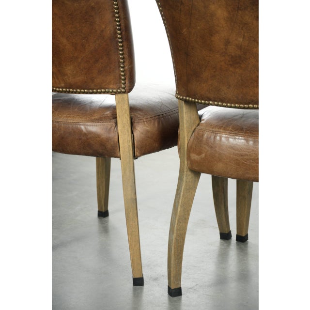 Vintage Cowhide Leather and Wood Dining Chairs, Set of 4 For Sale - Image 13 of 16