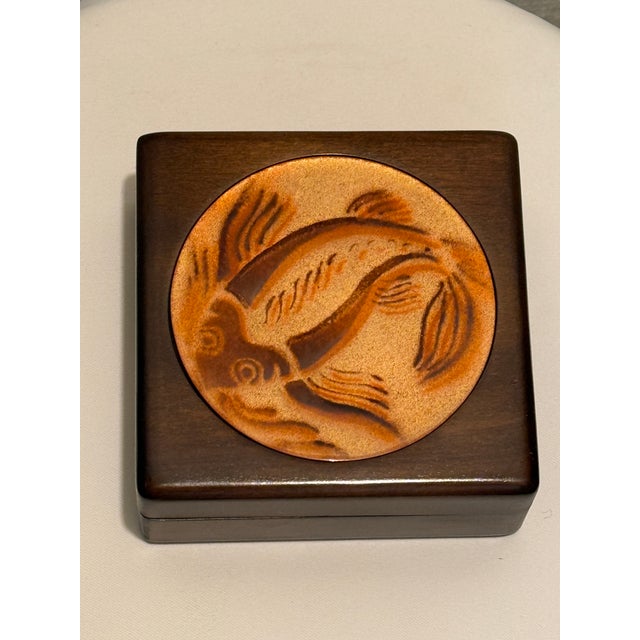 Vintage Annemarie Davidson Siara Madre, California “Jewel” Series Enamel Koi Box For Sale In Mobile - Image 6 of 9