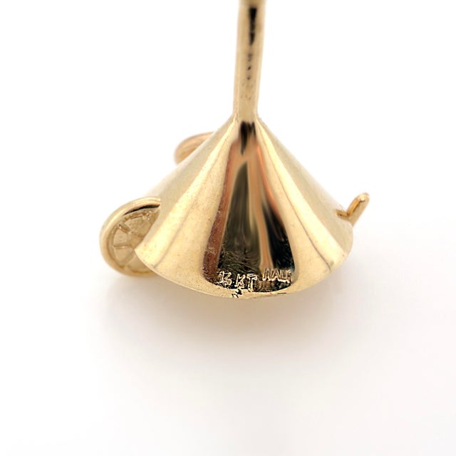 14k Yellow Gold Martini Glass Charm With Straw & Lemon Slice For Sale In Los Angeles - Image 6 of 9