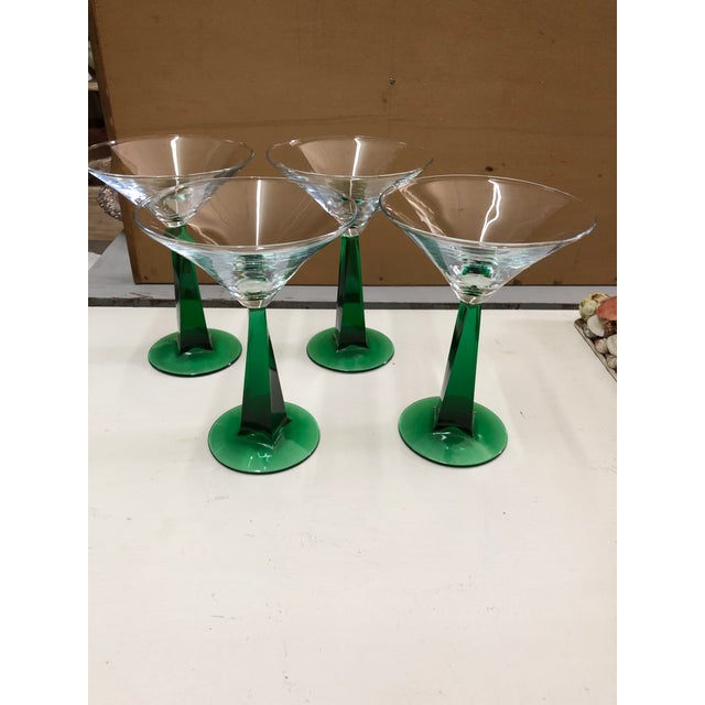 Kelly Green Stem Martini Glasses, Set of 4 Chairish