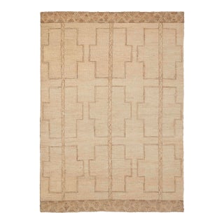 5x8Ft. Natural jute Beige Taureg Inspired Bohemian Soumek Jute Hand Woven Rug For Sale