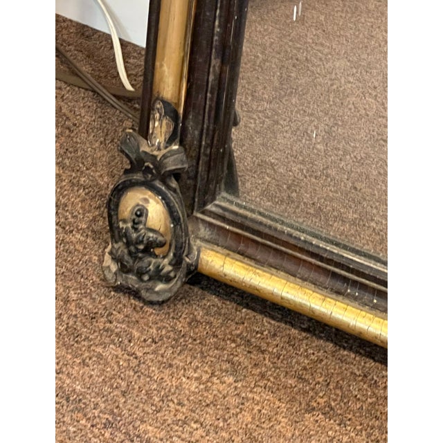 Wood Mid 19th Century Victorian Gilt Gold and Black Large Pier Mirror For Sale - Image 7 of 12