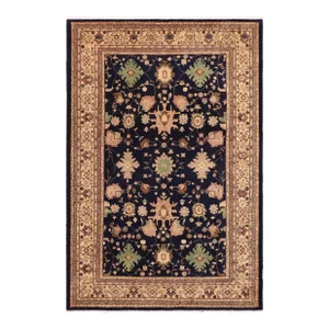 1980s Shabby Chic Ziegler Blue Beige Hand-Knotted Wool Rug - 9'2'' X 11'6''