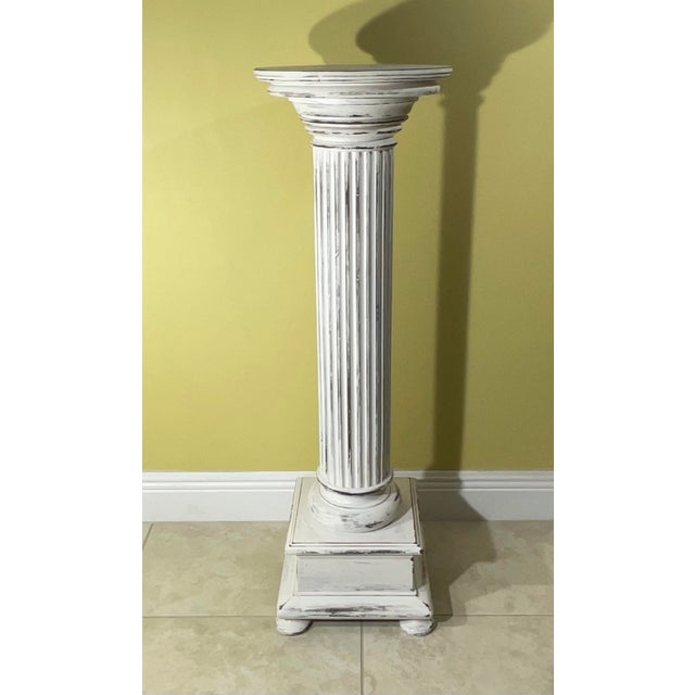 Single Walnut Carved Wood Pedestal For Sale - Image 4 of 9