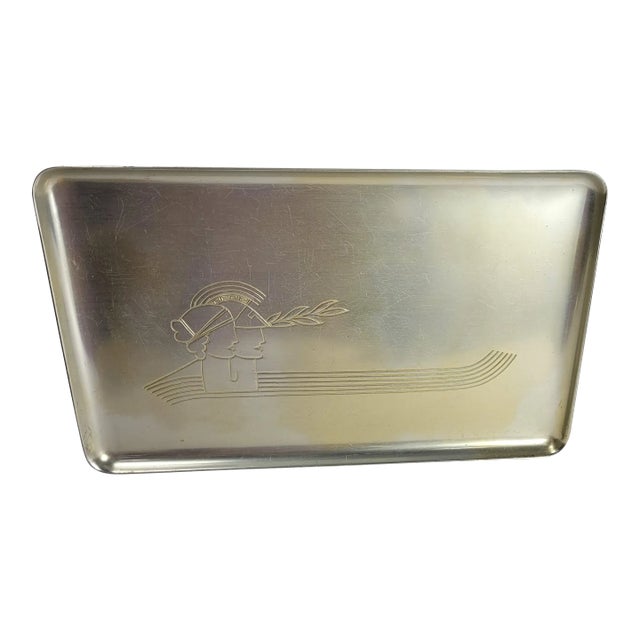 1940s Art Deco Bust Aluminum Tray Barware Server Coffee Table Art Display For Sale
