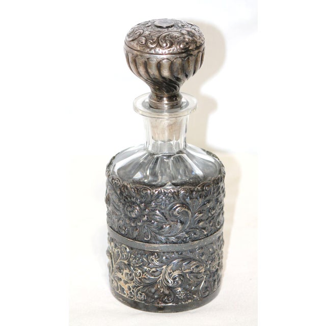 Late 19th Century Beautiful Antique 19th Cen. Derby Quadruple Plate Repousse Decanter For Sale - Image 5 of 6