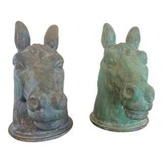 1950s Equestrian Horse Head Ornamental Sculptures - Set of 2 For Sale
