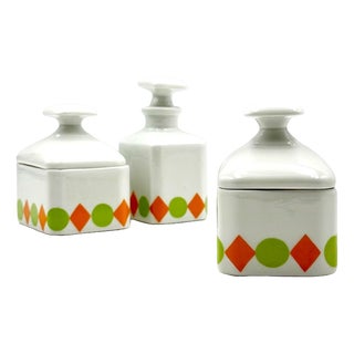 French Art Deco Limoges Porcelain Toiletry Set, 1920s, Set of 3 For Sale