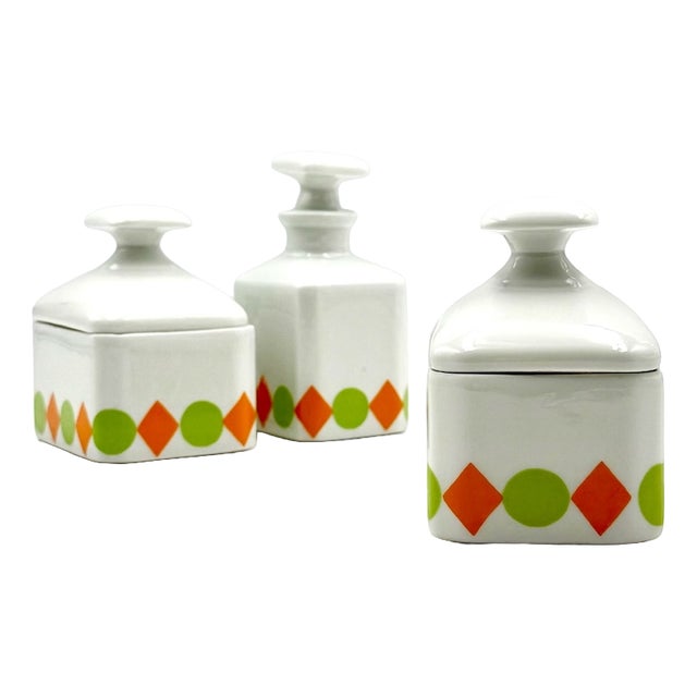 French Art Deco Limoges Porcelain Toiletry Set, 1920s, Set of 3 For Sale