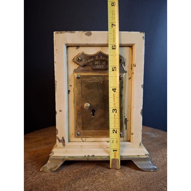 Victorian Rare 1897 Custom Cast Iron Safe Bank Engraved Plaque Brass Door Provenance Bertoia 8.6lb For Sale - Image 3 of 18