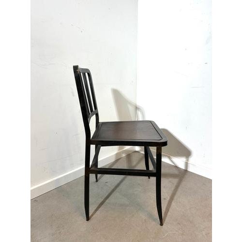 Metal Industrial Wooden Chair with Metal Frame For Sale - Image 7 of 9