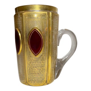 Rare Antique Handmade Moser Jewel Glass Crystal Tea Cup W/ Measurement Cabochon For Sale