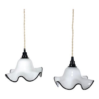 Pair of French Wavy Pendant Lights For Sale