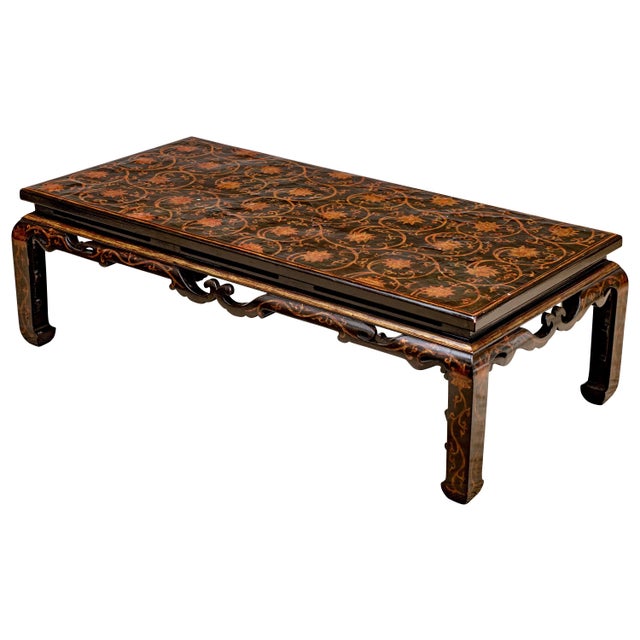 Vintage Chinoiserie Rectangular Lacquered Coffee Table For Sale - Image 11 of 11