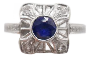 Mid 20th Century Sapphire and White Gold Ring, Size 6