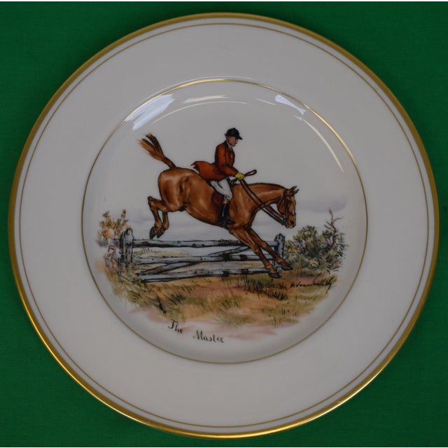 Set X 4 Frank Vosmansky X Abercrombie & Fitch Hand Painted Fox Hunt Scene Luncheon Plates For Sale - Image 4 of 8