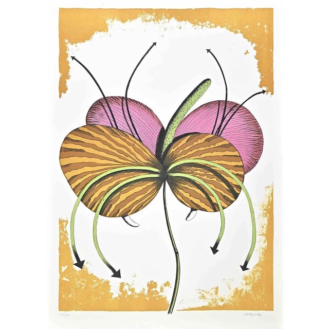 Renzo Margonari, Flower, Lithograph, 1976 For Sale