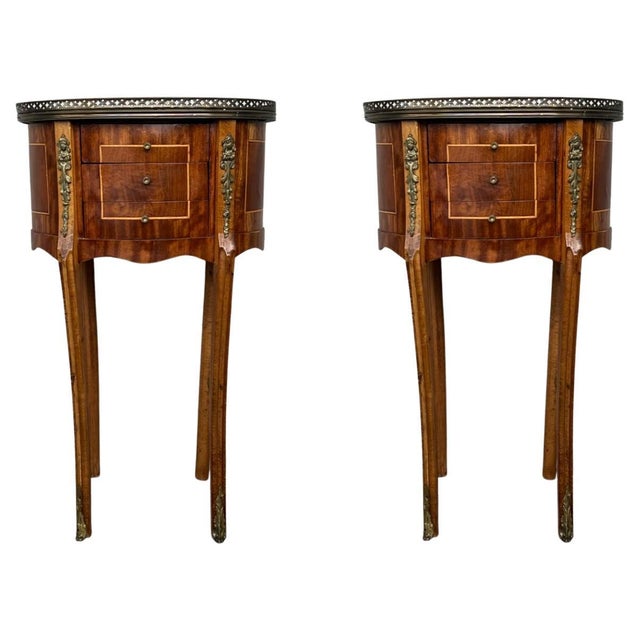 19th Century Bouillotte Louis XVI Style, Kidney Shaped Bronze and Walnut Table, A Pair For Sale - Image 15 of 18
