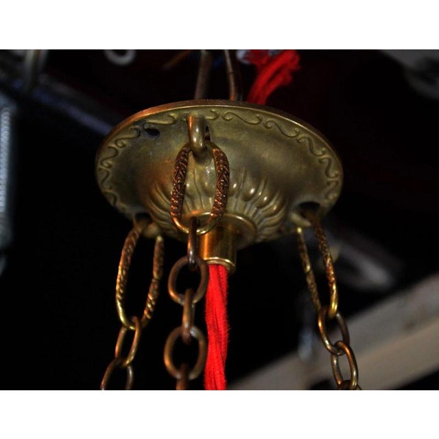 Metal Art Deco Etched Glass Plafonnier with Bronze, Brass and Alabaster Fittings, 1930 For Sale - Image 7 of 13