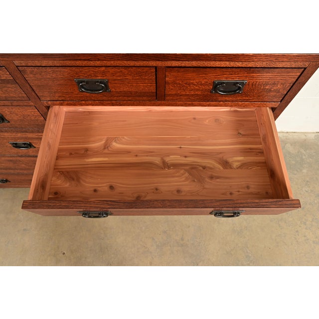 Wood Stickley Style Mission Oak Arts & Crafts Twelve-Drawer Dresser or Chest of Drawers For Sale - Image 7 of 15
